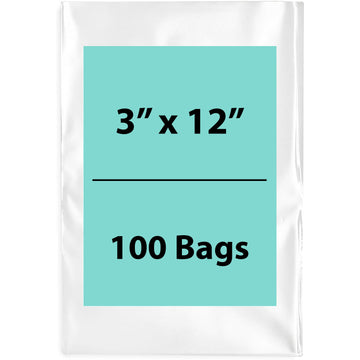 Clear Poly Bags 4 Mil Size: 3 inch (width) X 12 inch (Height) Pack of 100 Bags